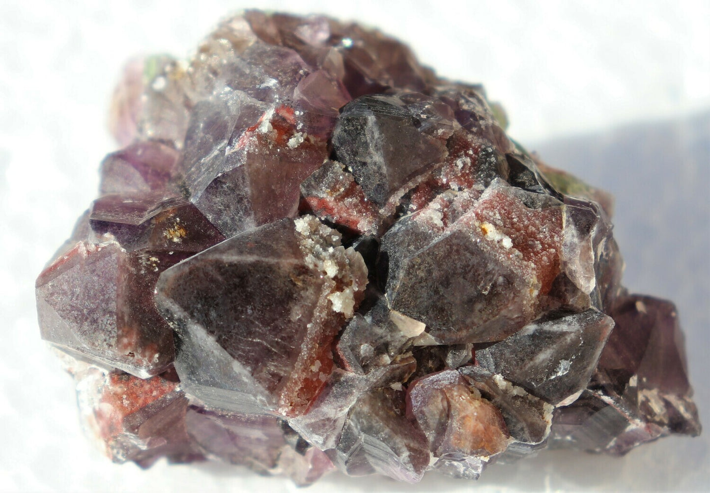 Small Hematite-included Amethyst Epimorph Cluster with Fluorite