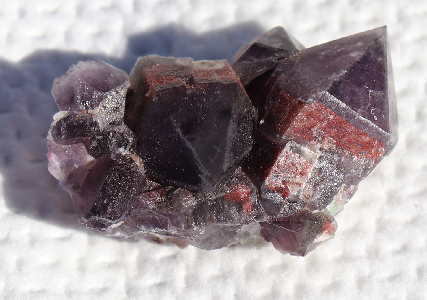 Very Nice Hematite-included Amethyst Cluster with Green Fluorite