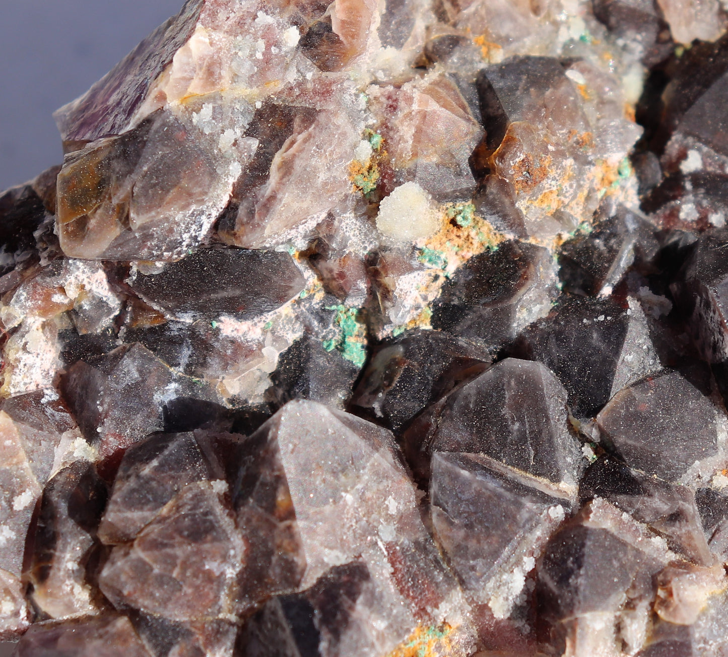 Amethyst Cluster with Green Fluorite and Malachite