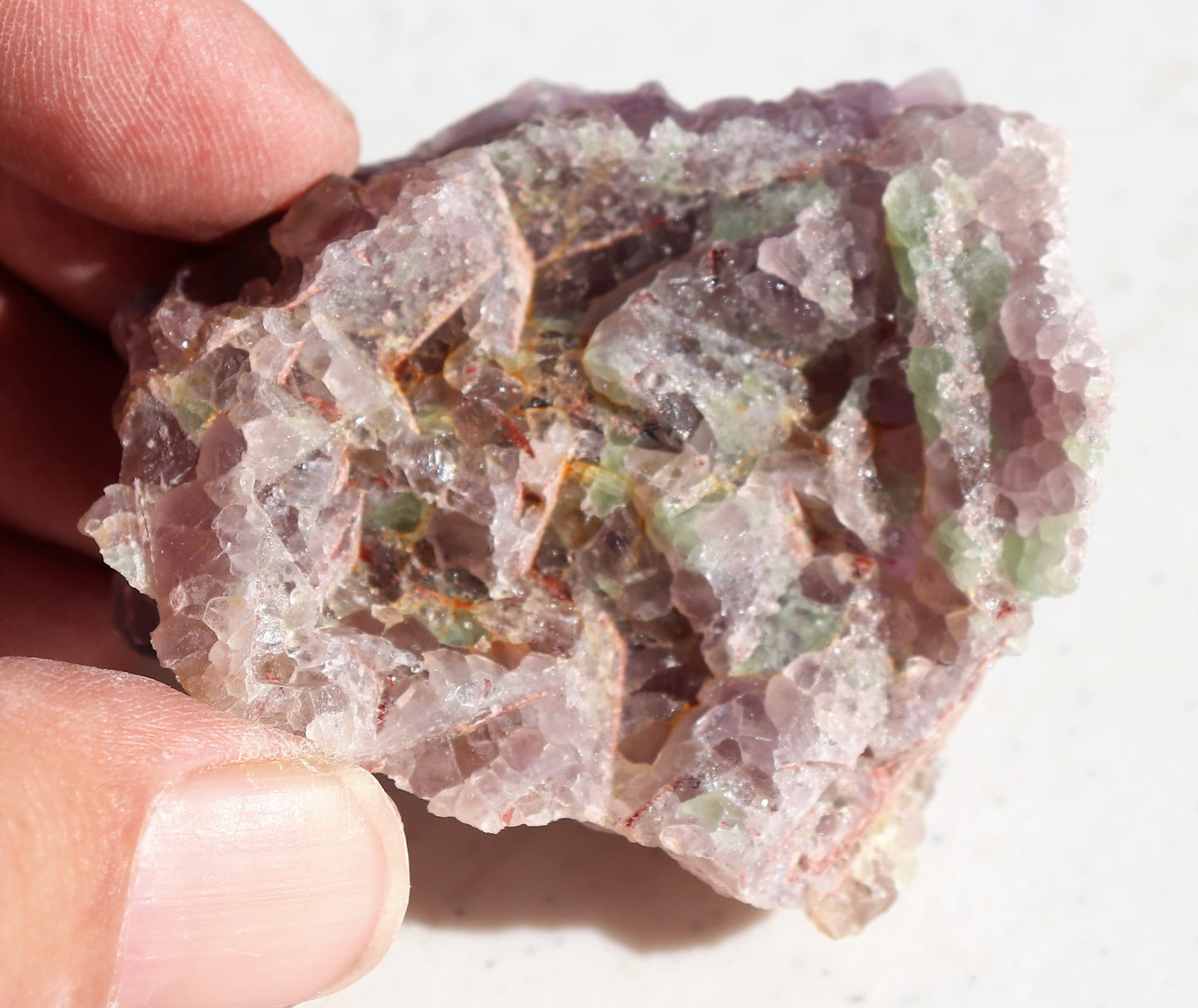 Nice light Amethyst Cluster with Green Fluorite