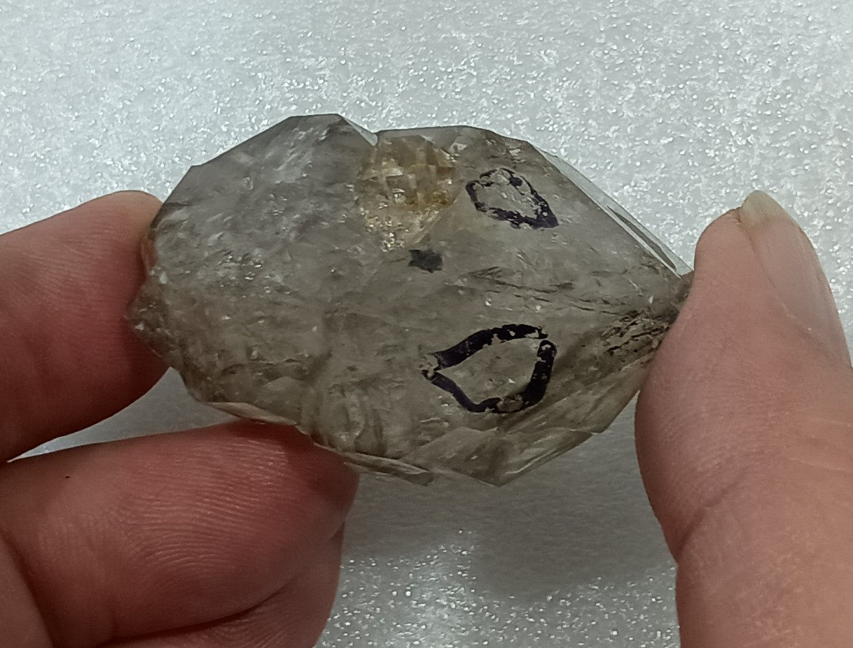 UV reactive Double Terminated Arkansas Smoky Quartz Enhydro Crystal