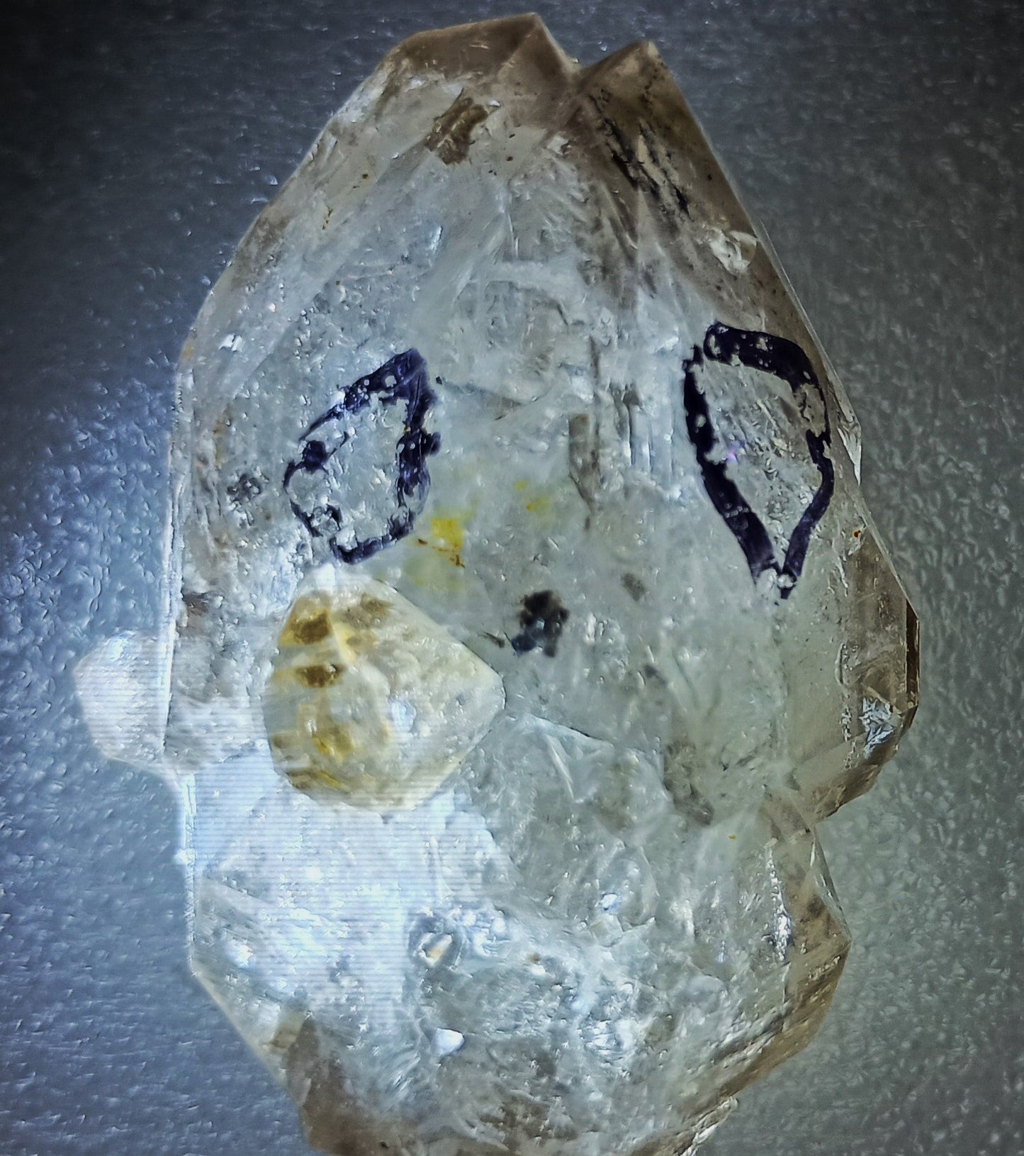 UV reactive Double Terminated Arkansas Smoky Quartz Enhydro Crystal