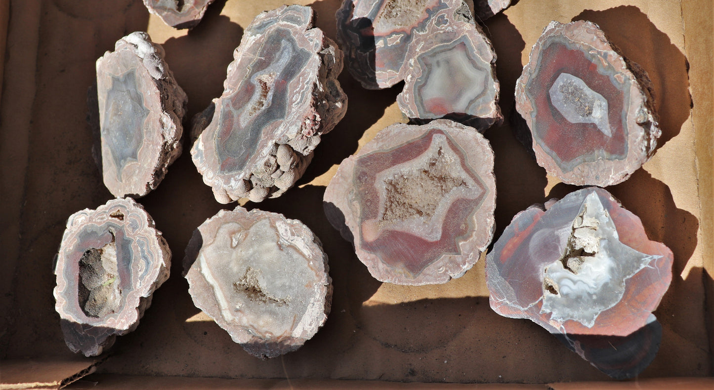 25 count flat of $15 Deming thunderegg halves