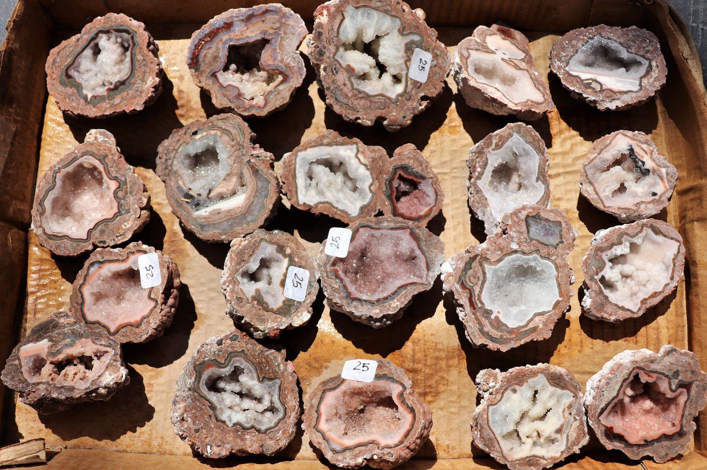 20 count flat of $25 Baker Ranch thunderegg halves