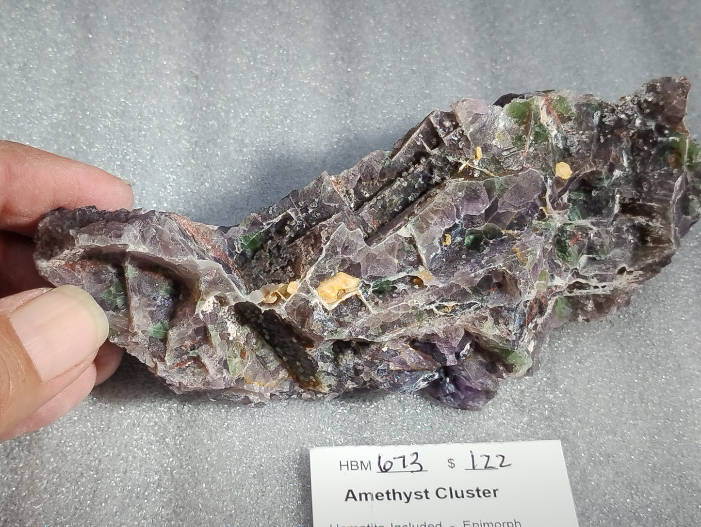 HBM673 - Nice Hematite included Amethyst Cluster