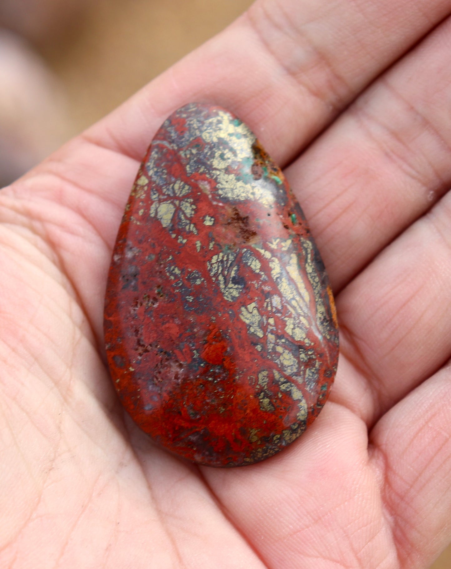 Chalcopyrite Hematite and Malachite Cabochon