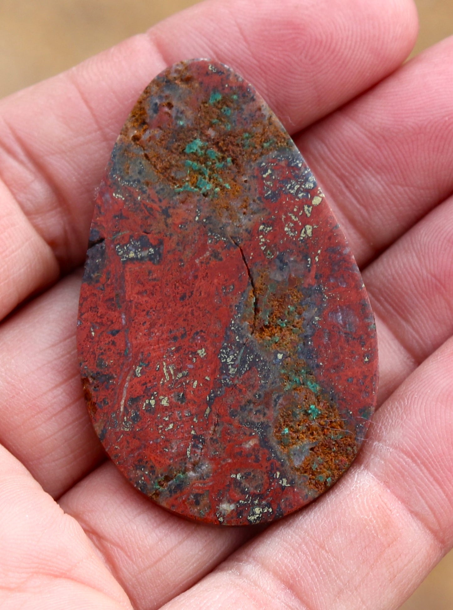 Chalcopyrite Hematite and Malachite Cabochon