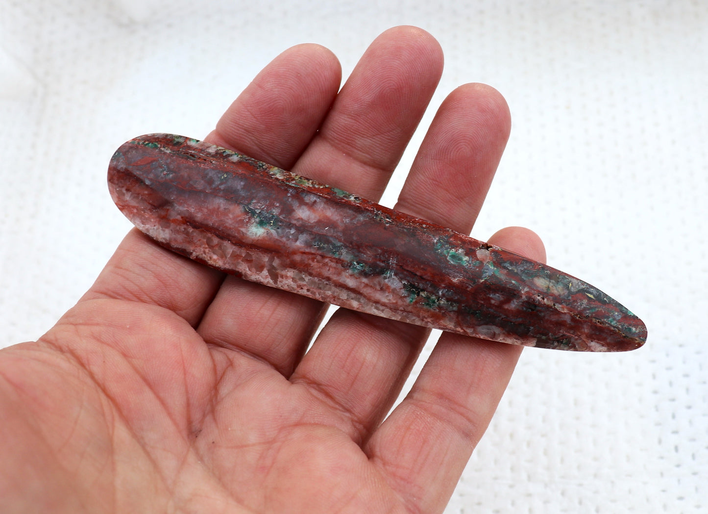 Calcite Hematite and Malachite Cabochon