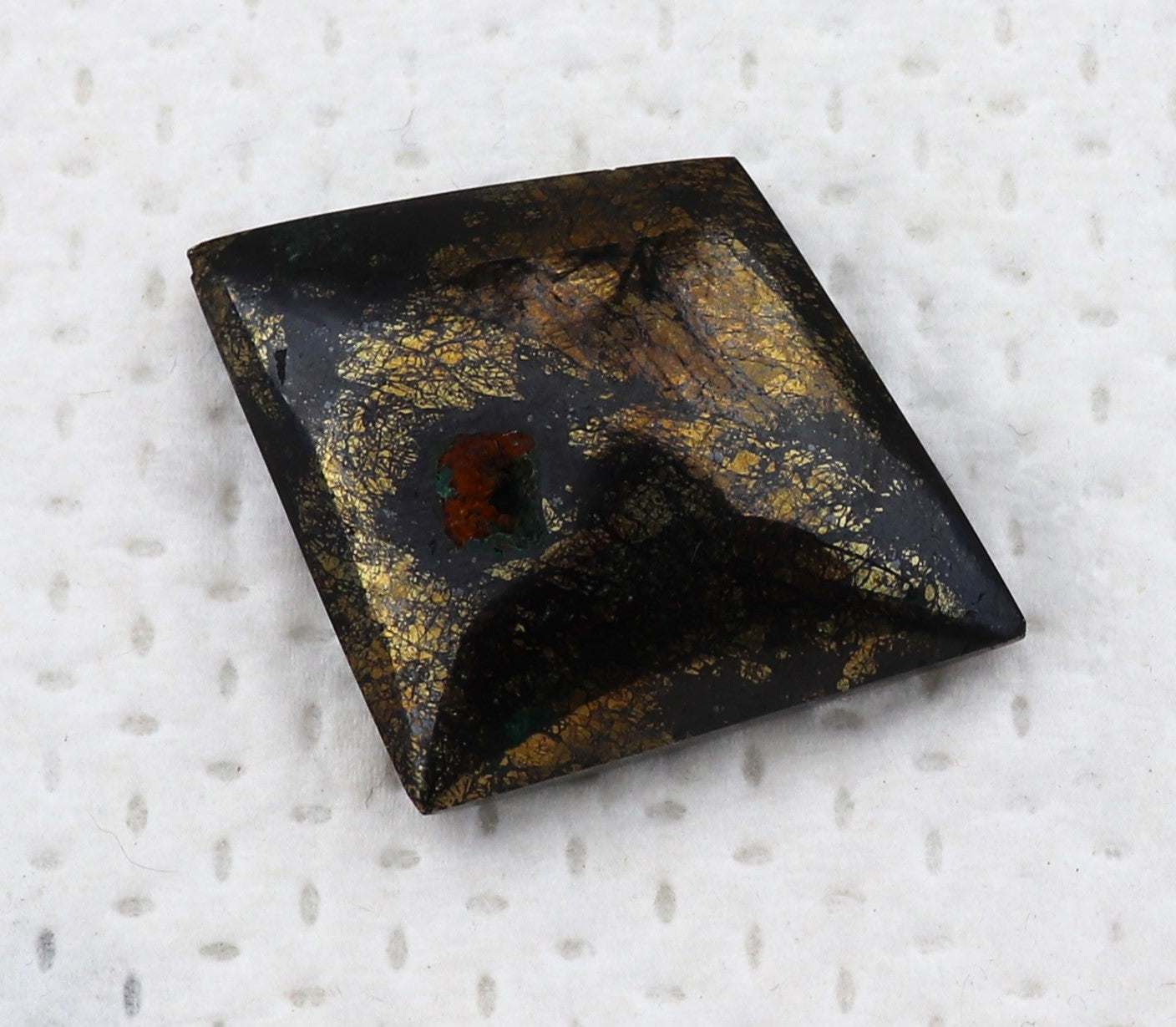 Square Chalcopyrite Tenorite and Malachite Cabochon