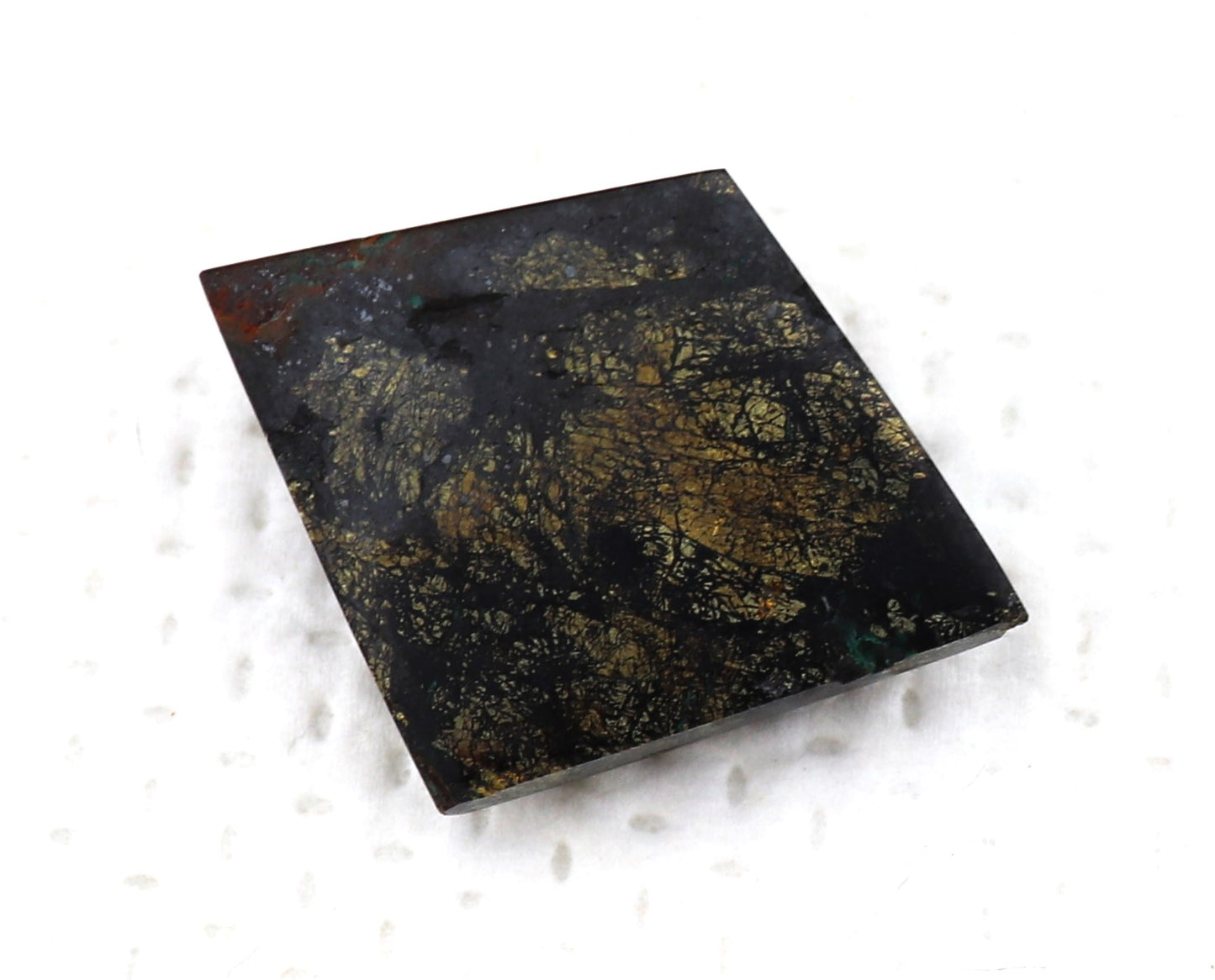 Square Chalcopyrite Tenorite and Malachite Cabochon