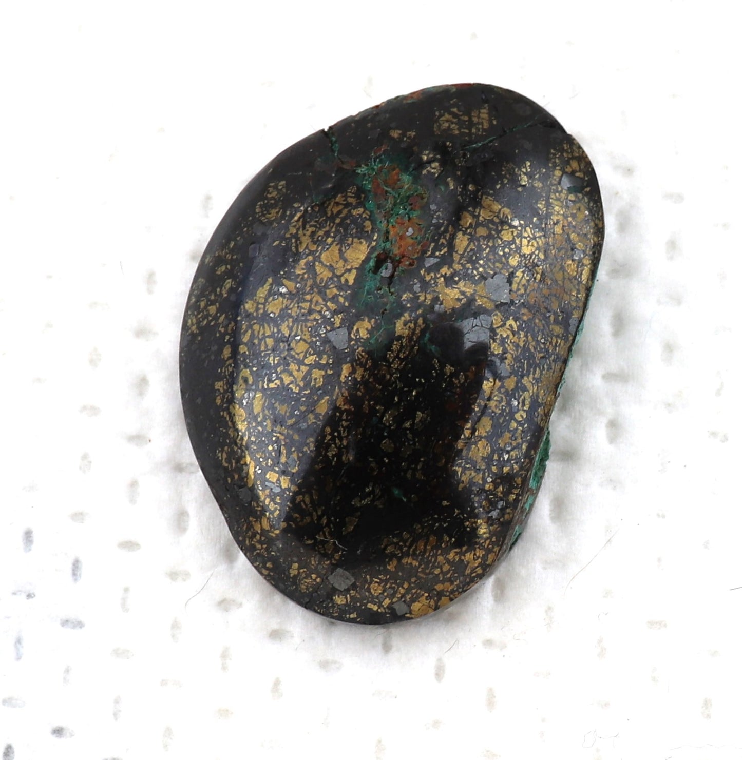 Oval Chalcopyrite Tenorite and Malachite Cabochon