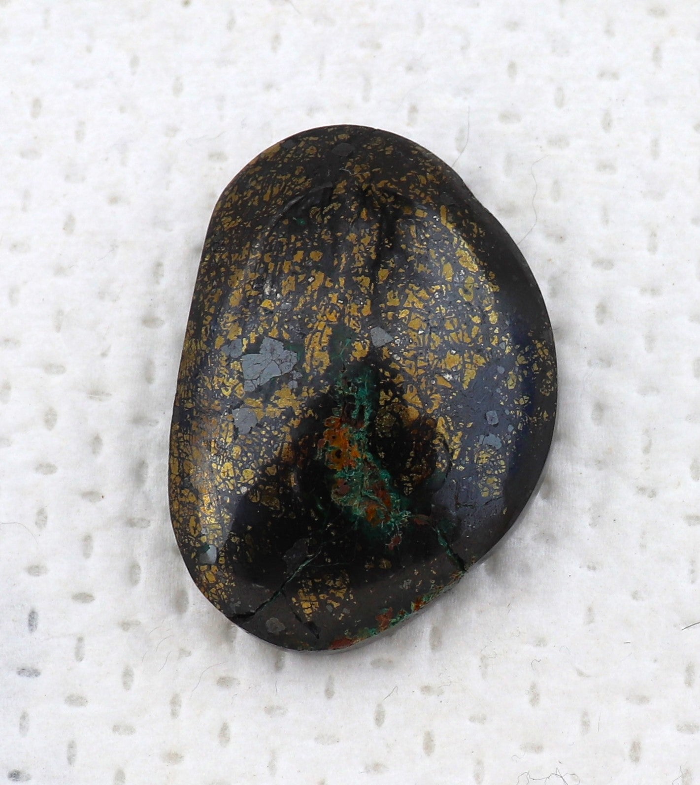 Oval Chalcopyrite Tenorite and Malachite Cabochon