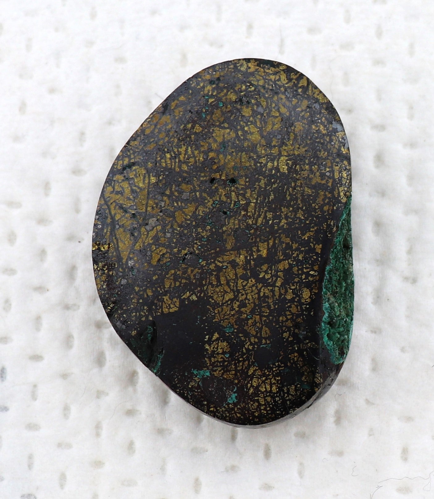 Oval Chalcopyrite Tenorite and Malachite Cabochon