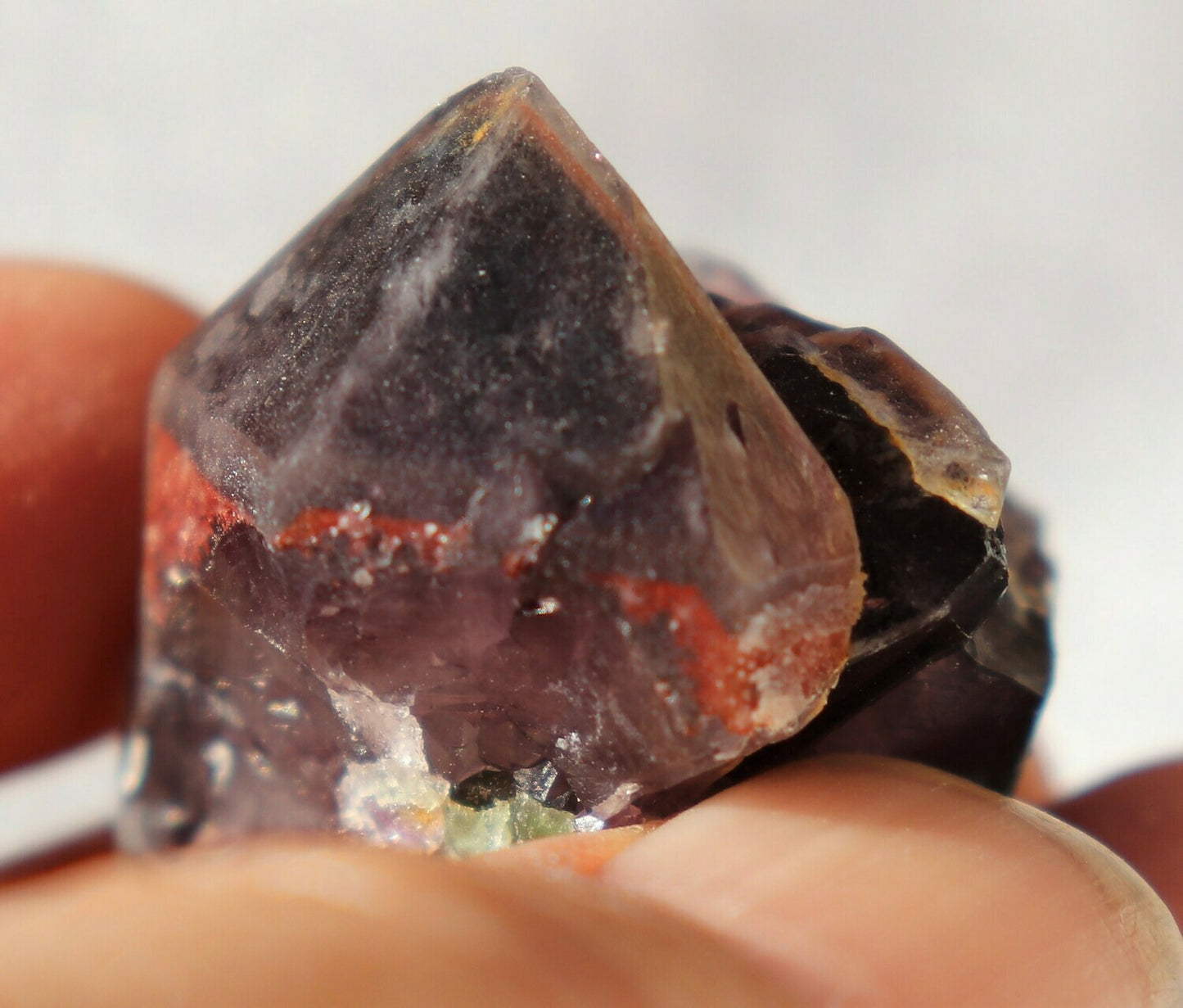 Small Hematite-included Amethyst Epimorph Cluster with Fluorite