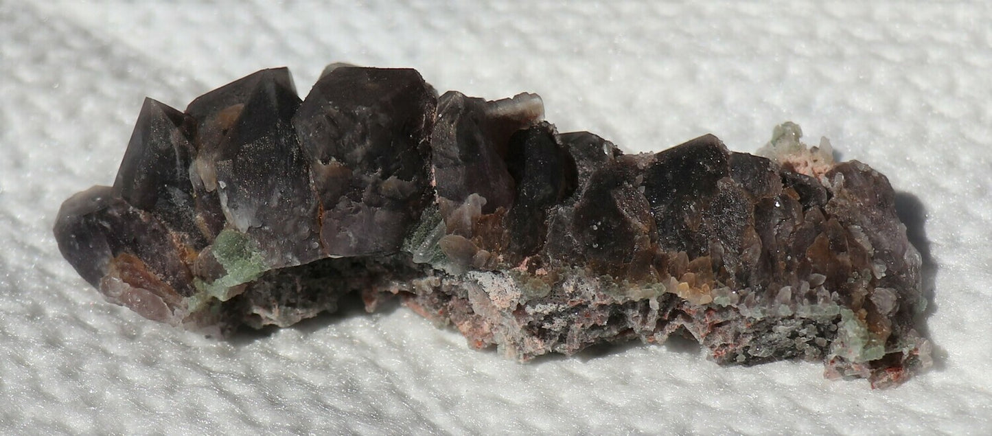 Nice Hematite-included Amethyst Epimorph Cluster with Fluorite