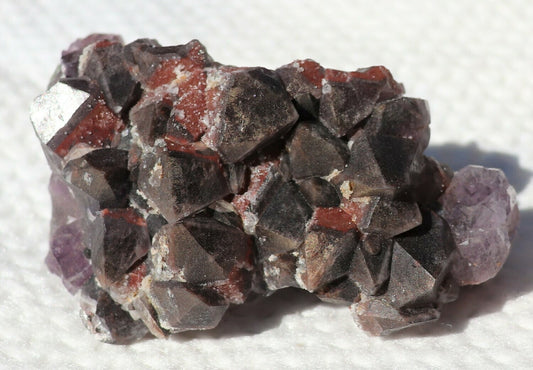 Nice Hematite-included Amethyst Epimorph Cluster with Fluorite