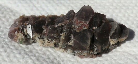Nice Hematite-included Amethyst Epimorph Cluster with Fluorite