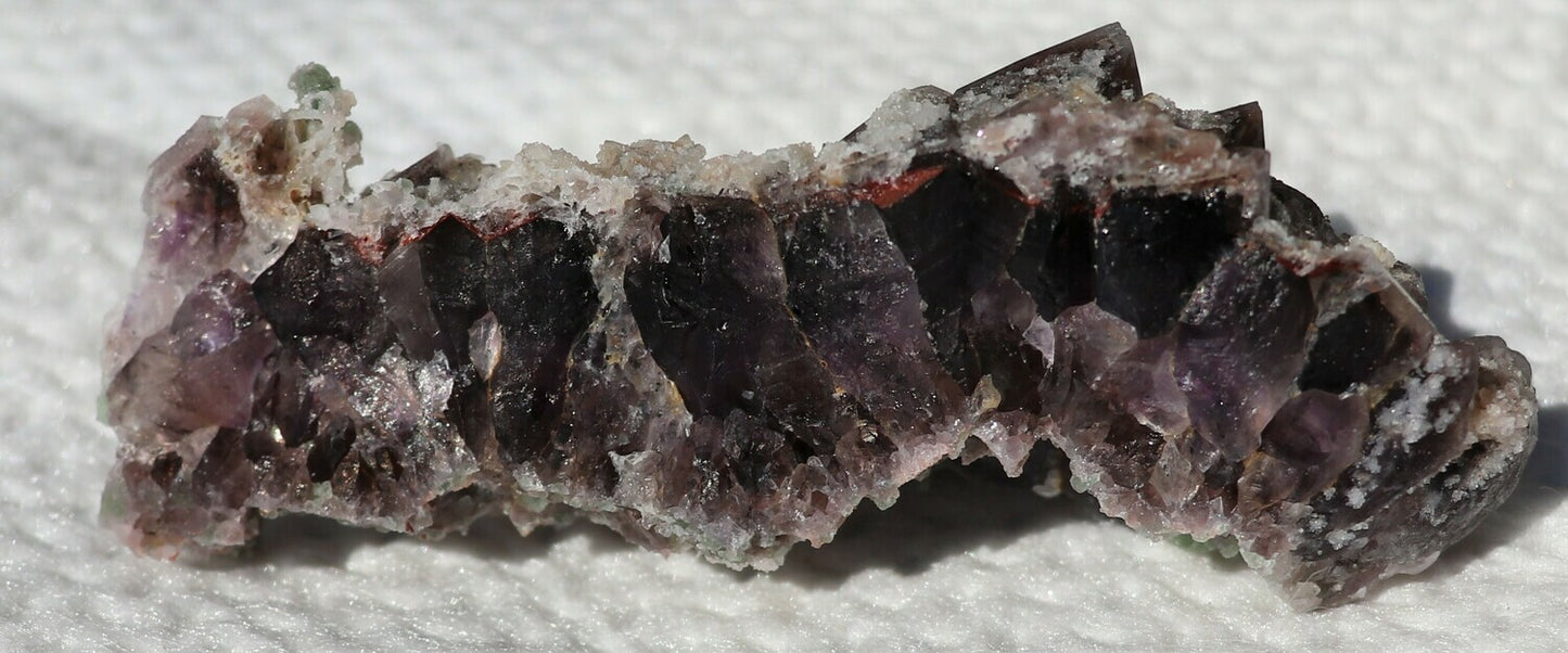 Nice Hematite-included Amethyst Epimorph Cluster with Fluorite