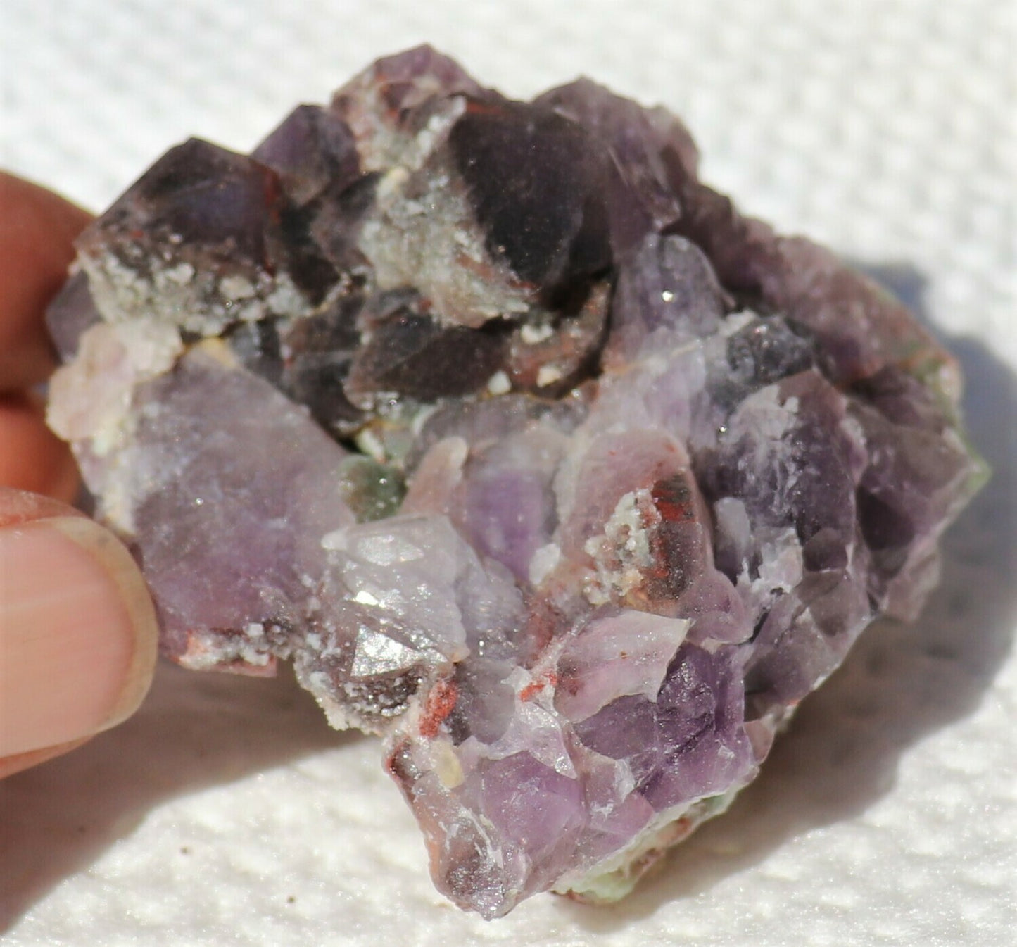 Small Amethyst Epimorph Cluster with Green Fluorite