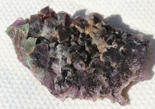 Interesting Hematite-included Amethyst Cluster with Fluorite