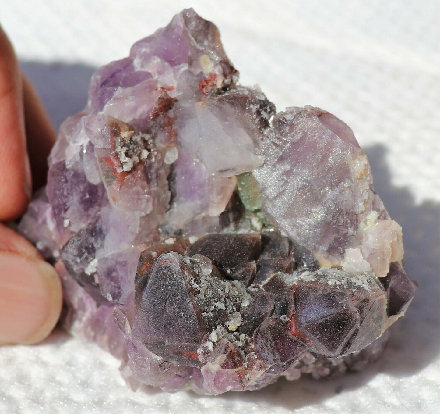 Small Amethyst Epimorph Cluster with Green Fluorite