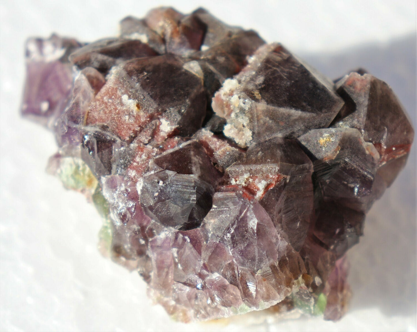Small Hematite-included Amethyst Epimorph Cluster with Fluorite