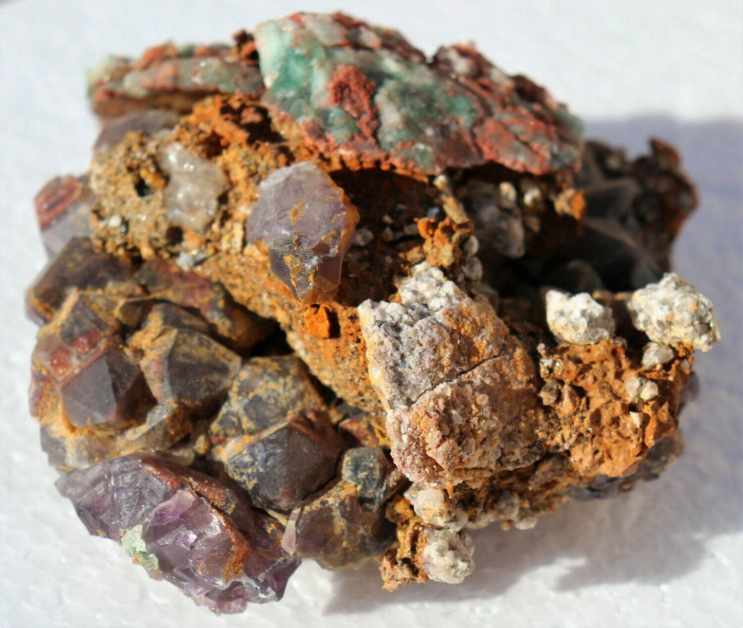 Unusual Brecciated Amethyst Epimorph Cluster with Fluorite