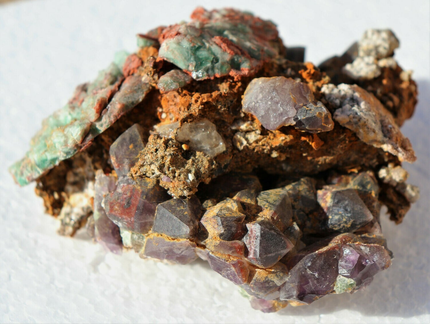 Unusual Brecciated Amethyst Epimorph Cluster with Fluorite