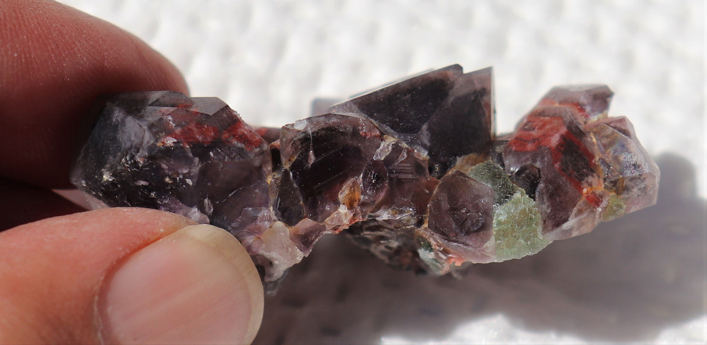 Interesting Hematite-included Amethyst Cluster with Fluorite