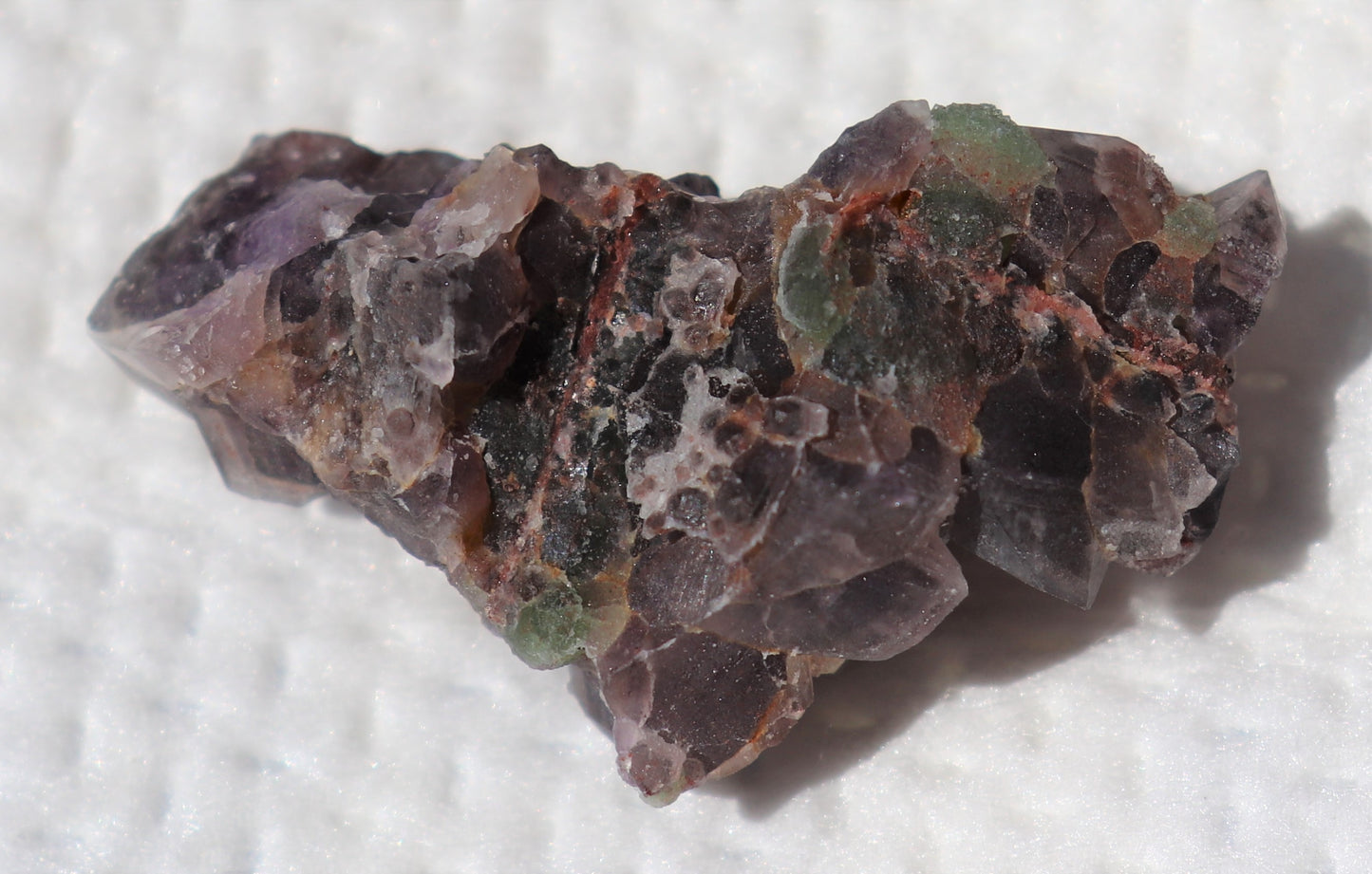 Interesting Hematite-included Amethyst Cluster with Fluorite