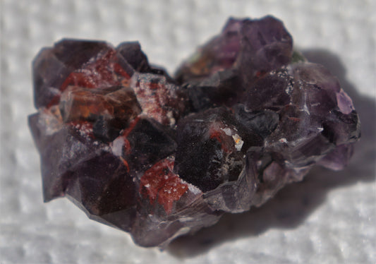 Nice Hematite-included Amethyst Epimorph Cluster with Fluorite