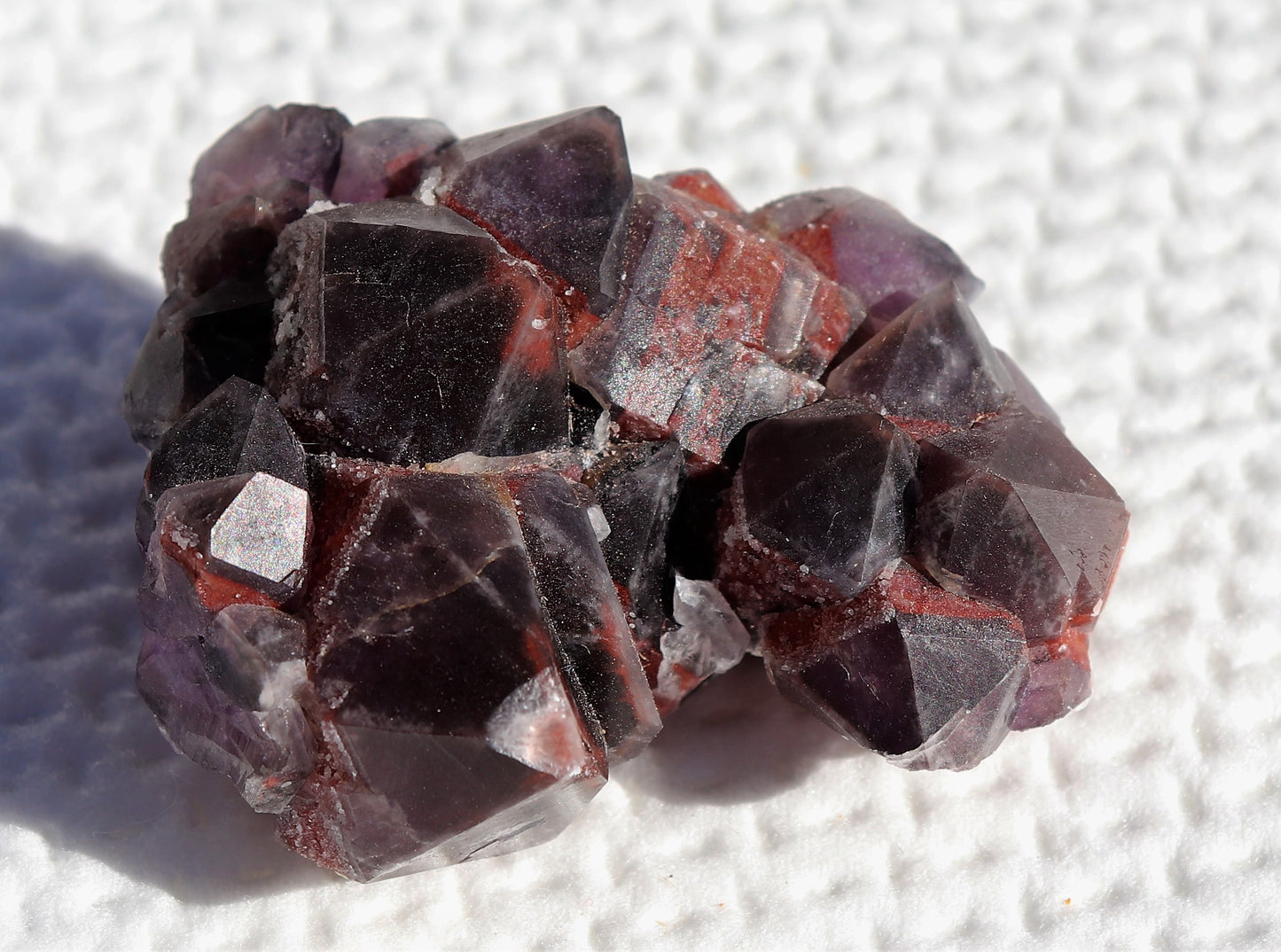 Nice Hematite-included Amethyst Cluster with Green Fluorite