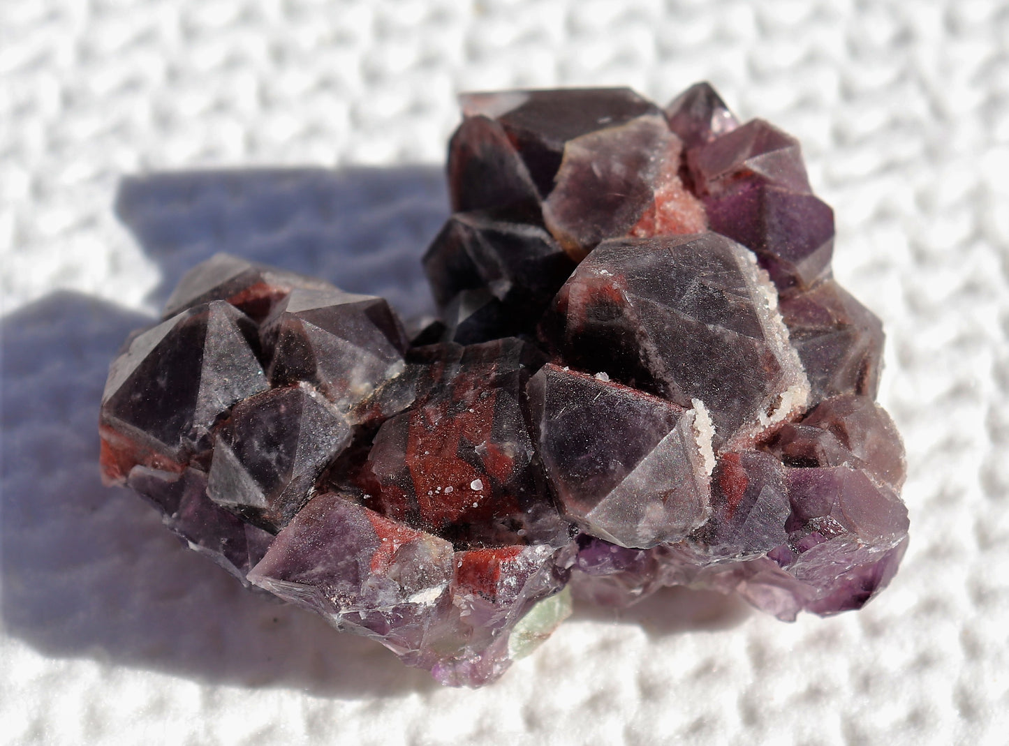 Nice Hematite-included Amethyst Cluster with Green Fluorite