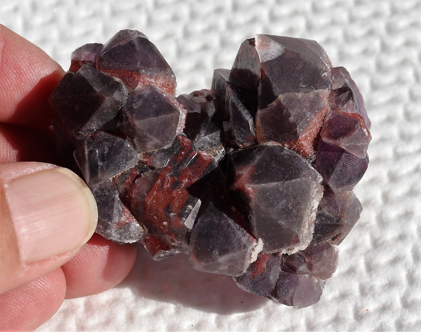 Nice Hematite-included Amethyst Cluster with Green Fluorite