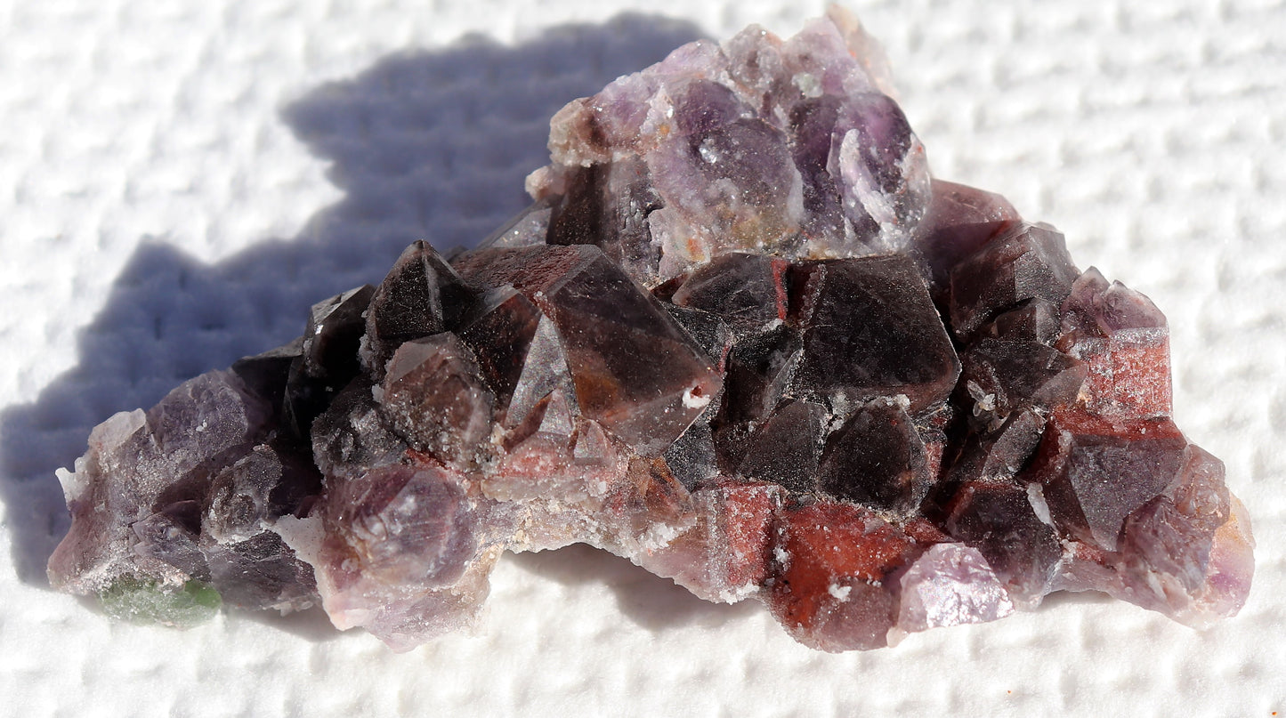 Nice Dark Hematite-included Amethyst Cluster with Green Fluorite