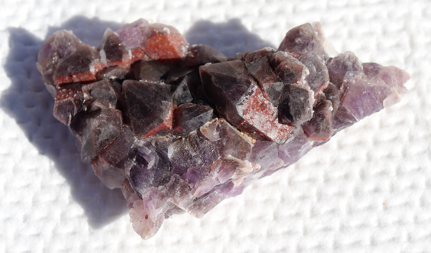 Nice Dark Hematite-included Amethyst Cluster with Green Fluorite