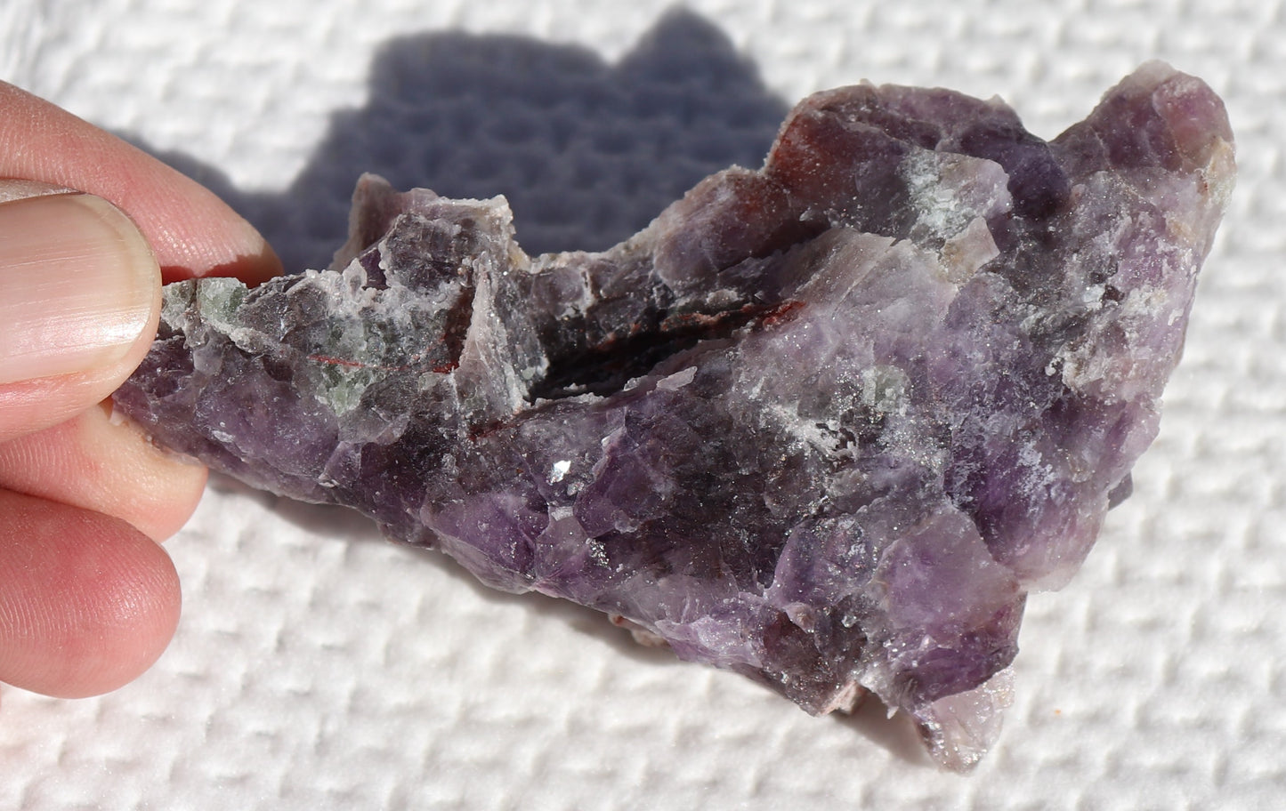 Nice Dark Hematite-included Amethyst Cluster with Green Fluorite