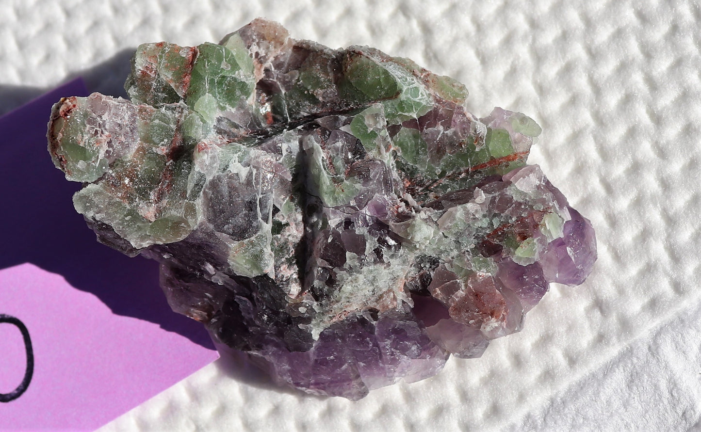 Very Nice Hematite-included Amethyst Cluster with Green Fluorite