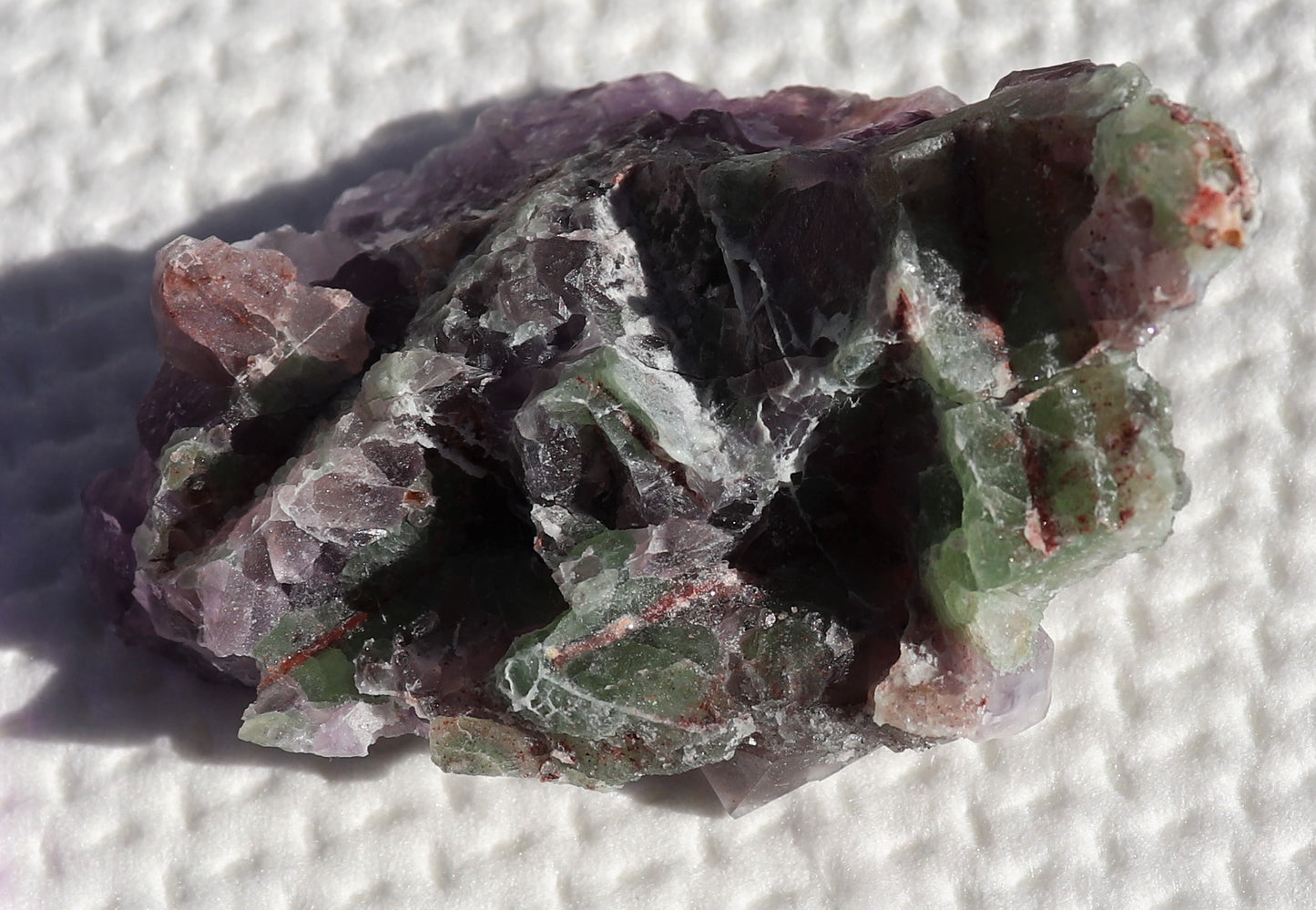 Very Nice Hematite-included Amethyst Cluster with Green Fluorite