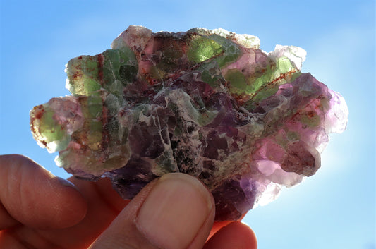 Very Nice Hematite-included Amethyst Cluster with Green Fluorite