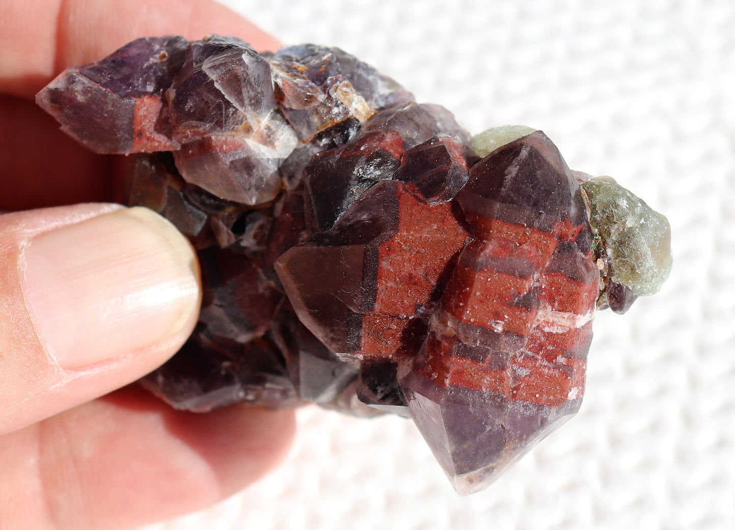 Amethyst Cluster with Green Fluorite and Malachite