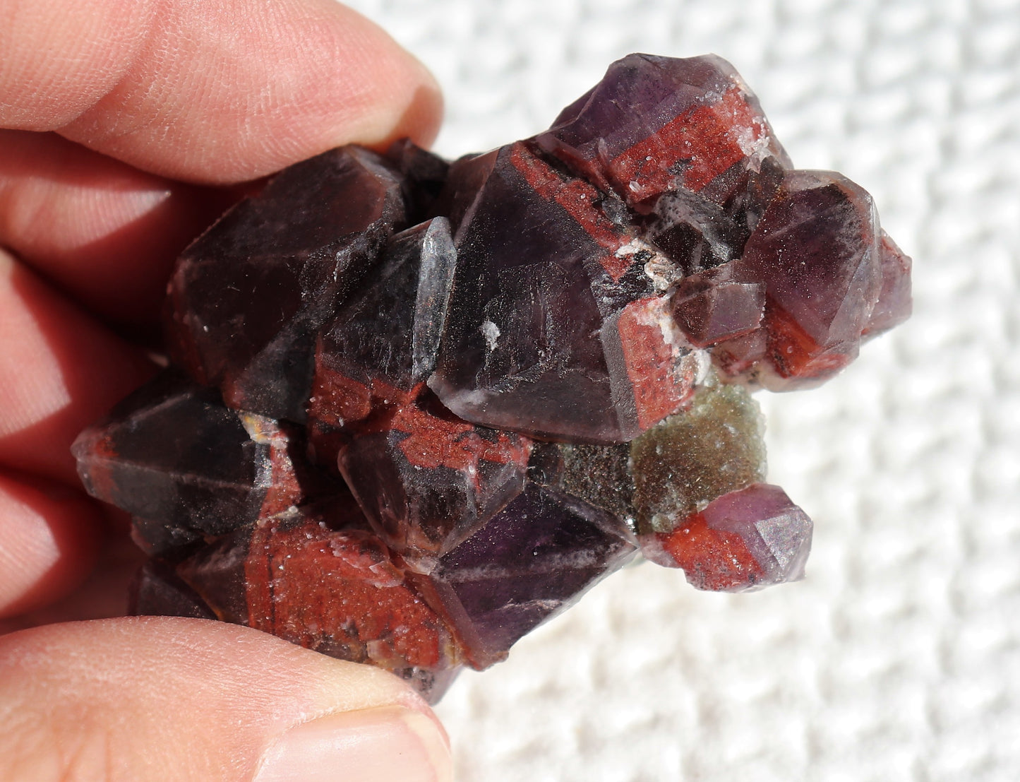 Amethyst Cluster with Green Fluorite and Malachite