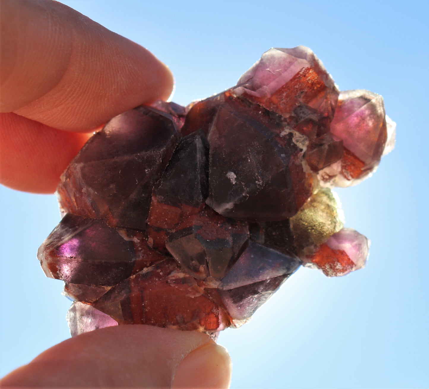 Amethyst Cluster with Green Fluorite and Malachite