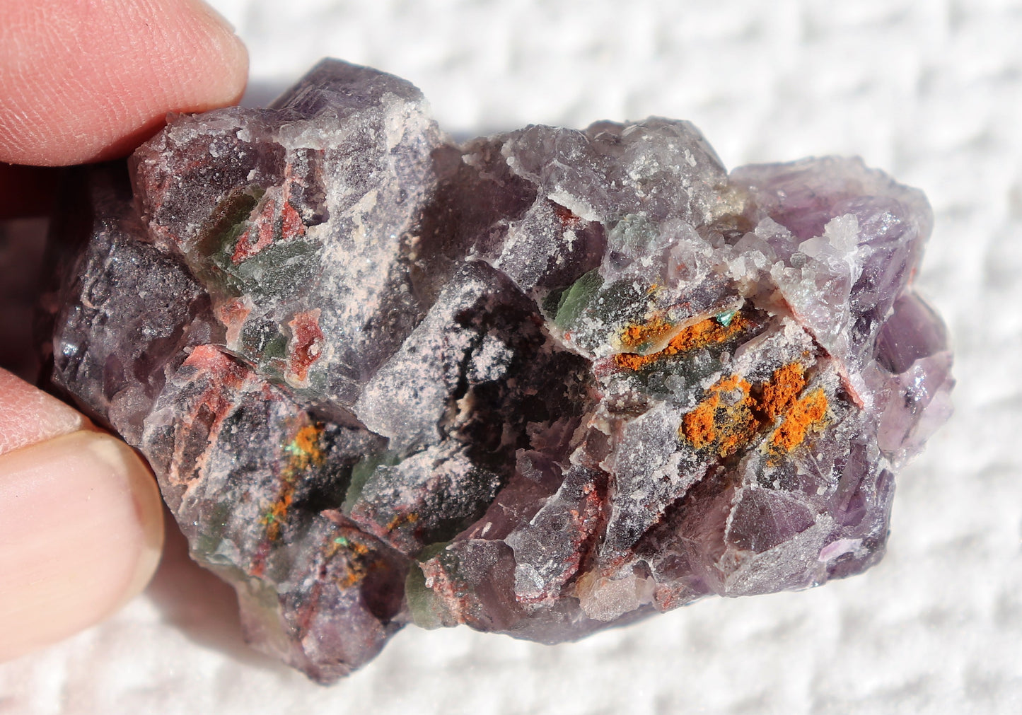 Very Nice Hematite-included Amethyst Cluster with Green Fluorite