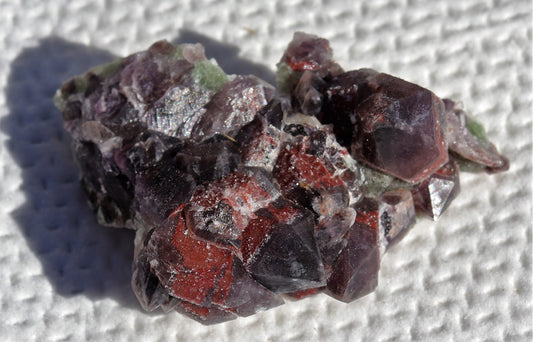 Very nice Hematite-included Amethyst Cluster with Green Fluorite