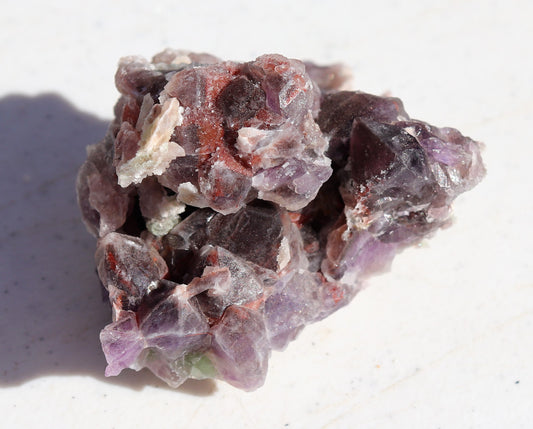 3D Hematite-included Amethyst Cluster with Green Fluorite