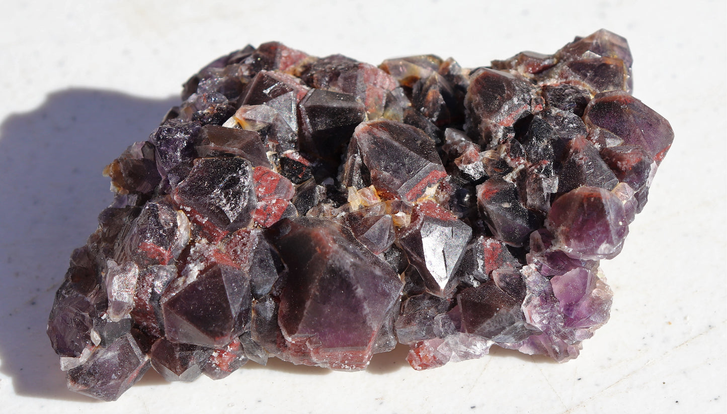 Nice Hematite-included Amethyst Cluster with Green Fluorite