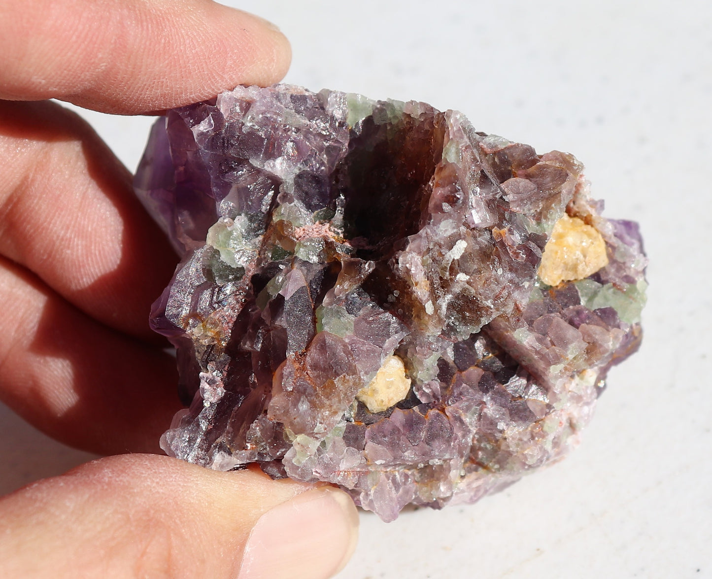 Interesting Amethyst Cluster with Green Fluorite