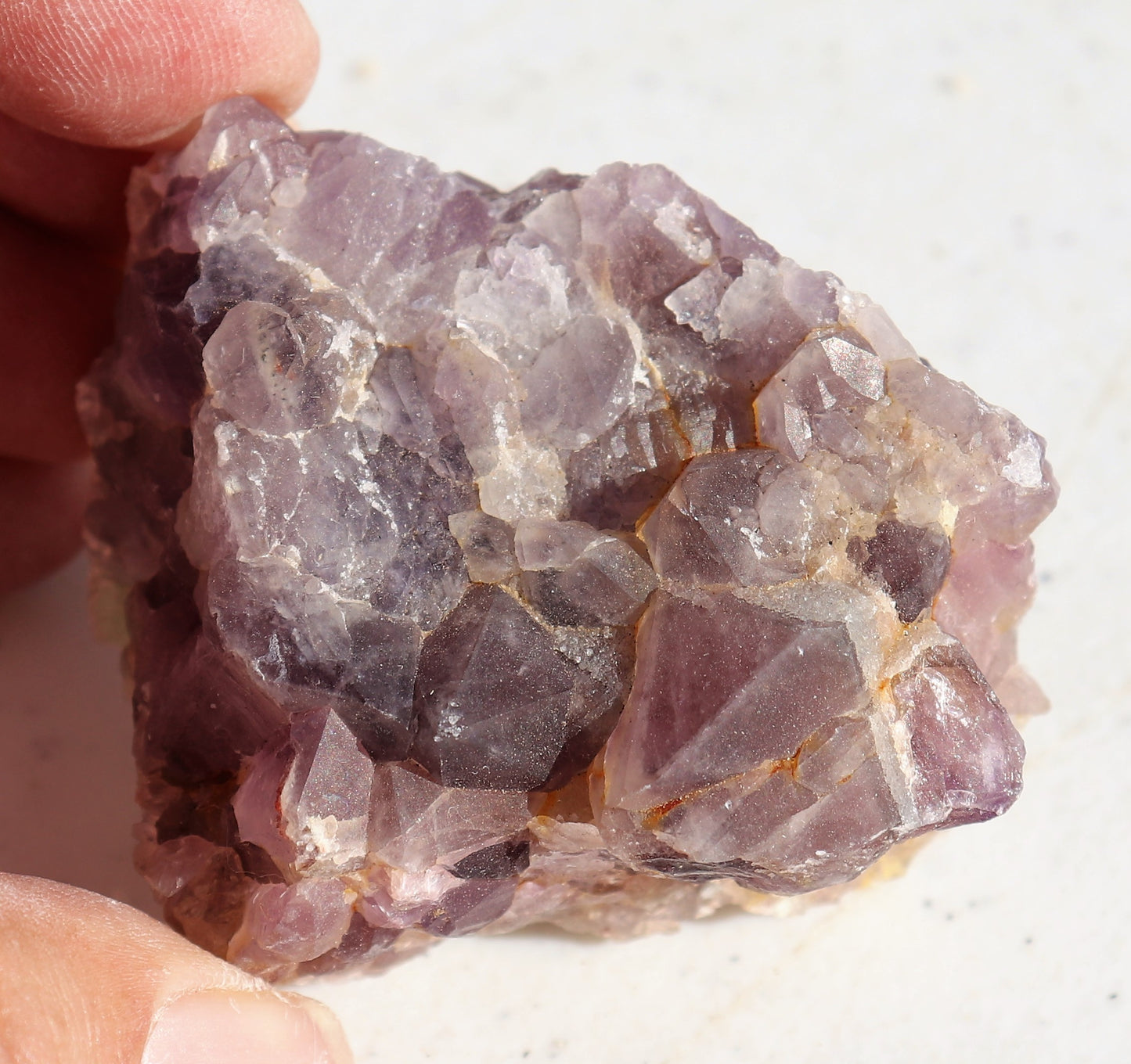 Nice light Amethyst Cluster with Green Fluorite