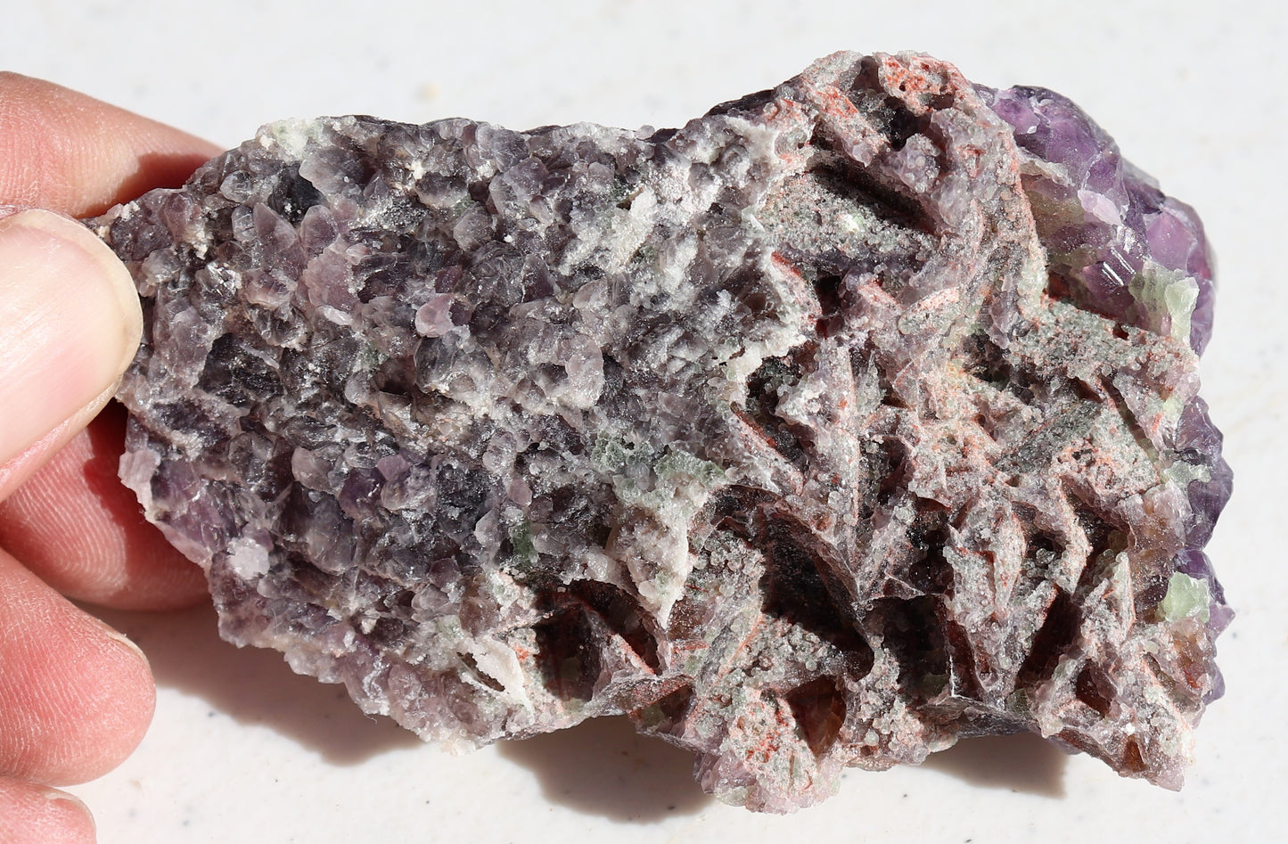 Nice Amethyst Cluster with Green Fluorite